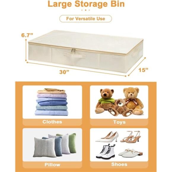 Under Bed Storage, 2 Pack Clothing Storage Bags W/Upgraded Handles, Large - Picture 5 of 7